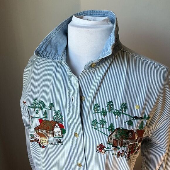 Vintage Let’s Quizz Again Embroidered Button Up, Medium  autumn! - Picture 2 of 14